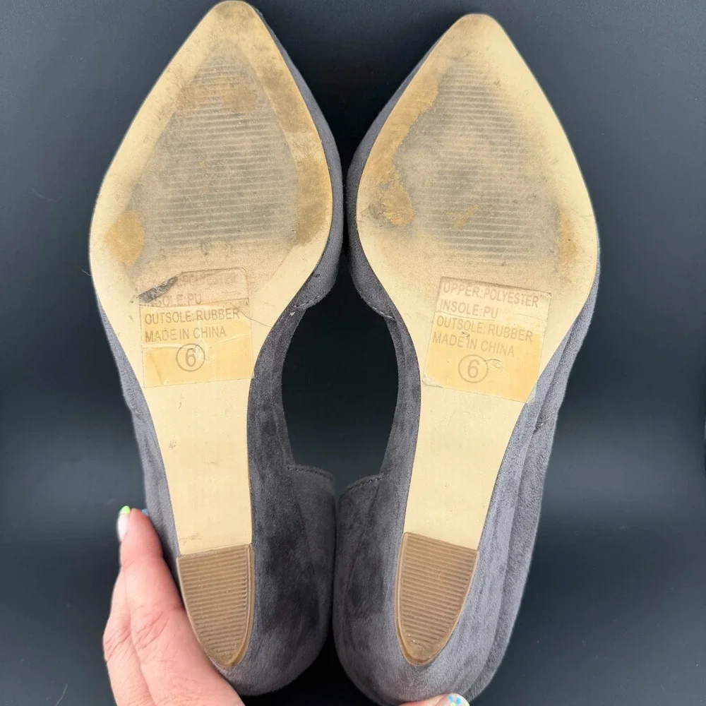 JG Womens Us 6 Pumps Smokey Gray Pointed Toe Comfort Slip On Wedge Heel Shoes